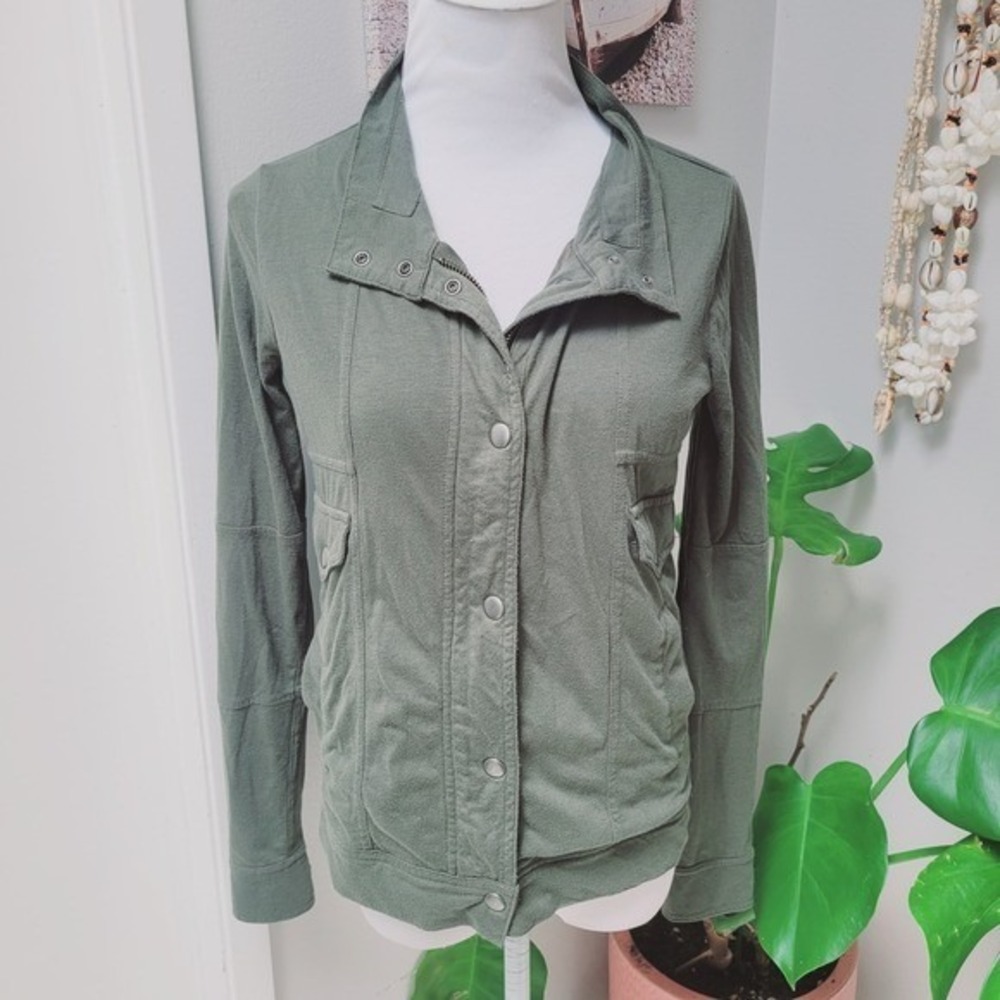 Madewell Hi-Line Olive Green Jacket‎ Military Style Snap Button Up Small Utility